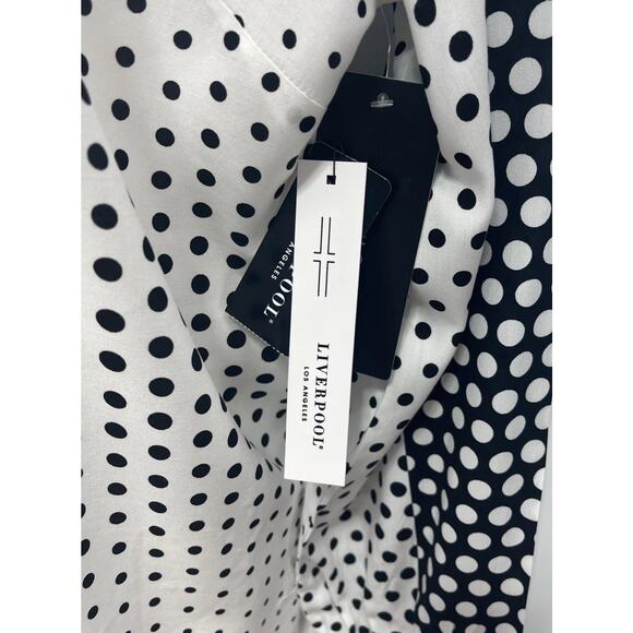 NWT Liverpool Los Angeles Women Black/ White Polka Dot Long Sleeve Blouse Size M - Picture 2 of 9